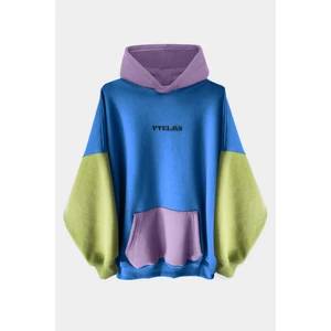 Lacivert Yeşil Lila Renkli Kapüşonlu Hoodie Sweatshirt