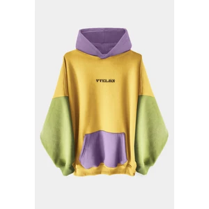 Sarı Yeşil Lila Renkli Kapüşonlu Hoodie Sweatshirt