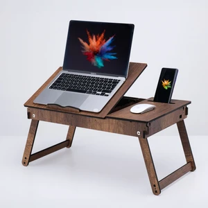 Vigo Wood Katlanır Ayaklı Ayarlanabilir Laptop Sehpası Telefon Bölmeli Bilgisayar Çalışma Sehpası