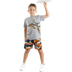 Uçak Erkek Çocuk T-Shirt Kamuflaj Şort Takım