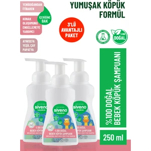 %100 Doğal Bebek Köpük Şampuanı Yenidoğan Saç ve Vücut İçin Nemlendirici Bitkisel Vegan 250 ml X3 Adet