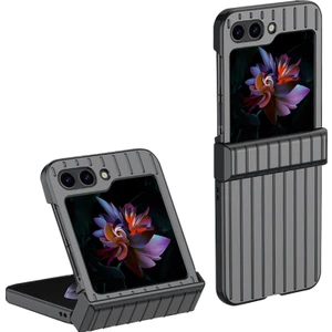Seashell Digital Samsung Galaxy Z Flip5 Için 5g 5g Şok Geçirmez Kılıf Çizgili Tasarım Telefon Kılıf Anti-Fall Sert Pc Kapak Black (Yurt Dışından)