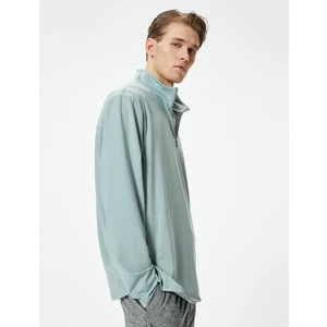 Spor Sweatshirt Yarım Fermuarlı Dik Yaka Uzun Kollu
