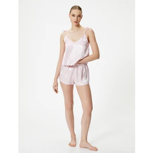 Saten Pijama Üstü Ince Askılı