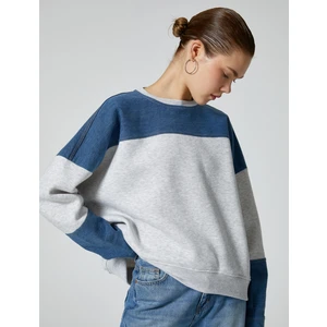Kot Detaylı Sweatshirt Bisiklet Yaka Arkası Fermuar Detaylı