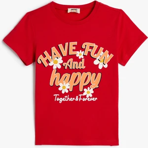 Tişört Slogan Baskılı Kısa Kollu Bisiklet Yaka Pamuklu