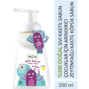 %100 Doğal Köpük Kastil Sabunu Çocuklar İçin Zeytinyağlı 10 Bitkisel Değerli Yağ Vegan 200 ml