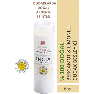 %100 Doğal Dudak Besleyici Bergamot & Limon Bitkisel Nemlendirici Dudak Bakım Kremi 6 G