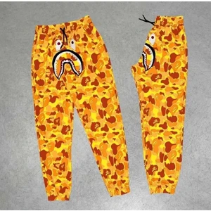 Erkek Bape Shark Dijital Baskılı Eşofman Altı - Sarı
