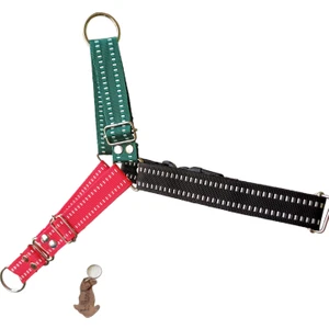 Köpek göğüs tasması önden ve sırttan çekmeli siyah kırmızı yeşil kolon genişlik:2,5cm  göğüs ölçüsü:50-90cm ayarlamalı dog harness GT3-40