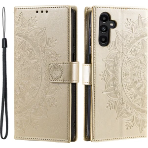 Seashell Digital Samsung Galaxy A25 5g Pu Deri Stand Kapağı Strap-Gold ile Baskılı Çiçek Cüzdan Telefon Kılıfı (Yurt Dışından)
