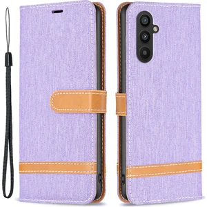 Seashell Digital Samsung Galaxy A25 Için 5g Telefon Deri Kılıfı Kot Cüzdan Stand-Morple ile Telefon Kapağı (Yurt Dışından)