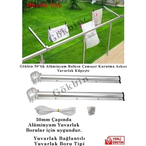 Balkon Korkuluk Çamaşır Kurutma Askısı Alüminyum Yuvarlak Bağlantı Yuvarlak Küpeşte Çamaşırlık