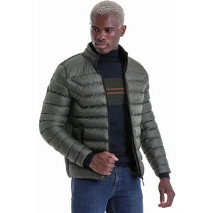 Unisex Slim Fit Düz Yaka Rüzgar Geçirmez Erkek Kışlık Şişme Mont