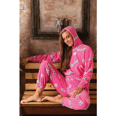 Peluş Homewear Kadın Pembe Barbie Polar Sweatshirt Piajma