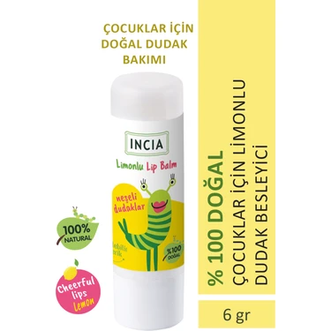 INCIA %100 Doğal Kids Dudak Besleyici Limon Bitkisel Nemlendirici Dudak Bakım Kremi 6