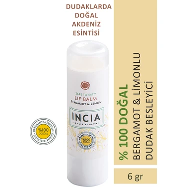 INCIA %100 Doğal Dudak Besleyici Bergamot & Limon Bitkisel Nemlendirici Dudak Bakım Kremi 6