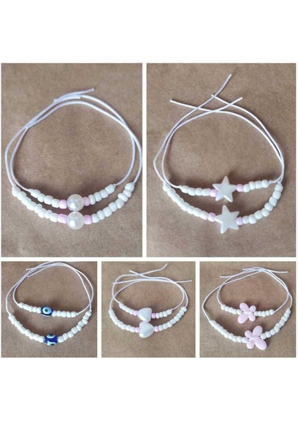 10 Adet Ip Bileklik - Anne Kız Bileklik Seti Beyaz fiyatları