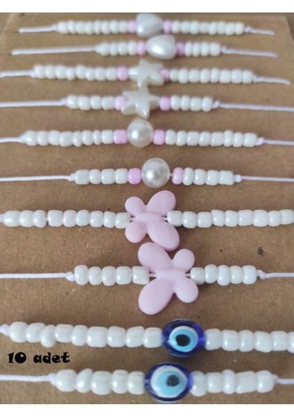 10 Adet Ip Bileklik - Anne Kız Bileklik Seti Beyaz fırsatları