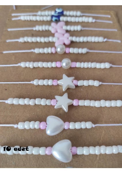 10 Adet Ip Bileklik - Anne Kız Bileklik Seti Beyaz indirimleri