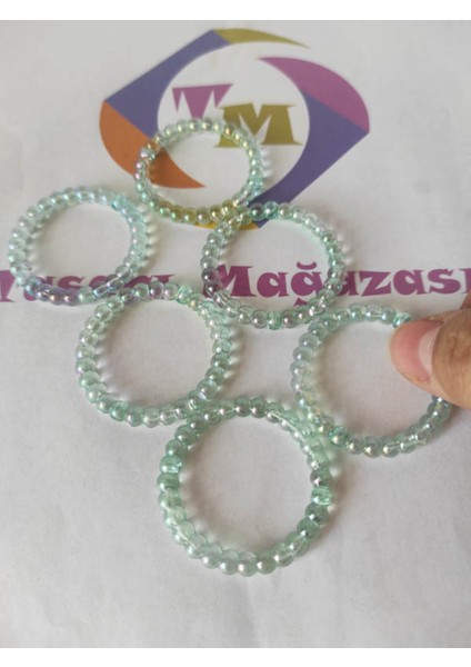 12 Adet Mavi Şeffaf Boncuklu Peçete Yüzüğü Halkası - Halka 4 cm fiyatları