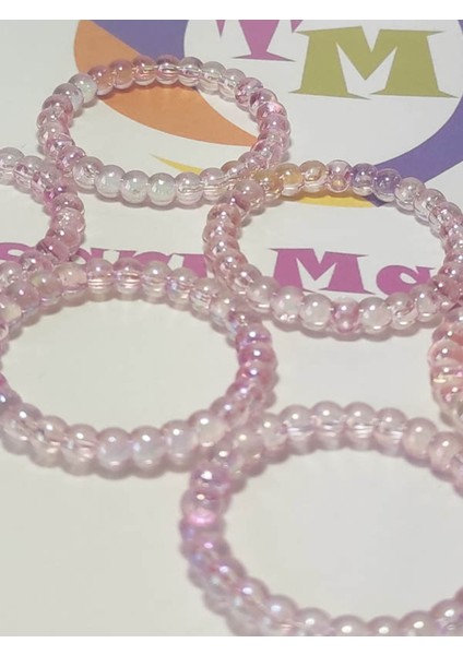 12 Adet Pembe Şeffaf Boncuklu Peçete Yüzüğü Halkası - Halka 4 cm modelleri