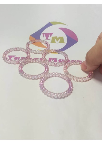 12 Adet Pembe Şeffaf Boncuklu Peçete Yüzüğü Halkası - Halka 4 cm fırsatları