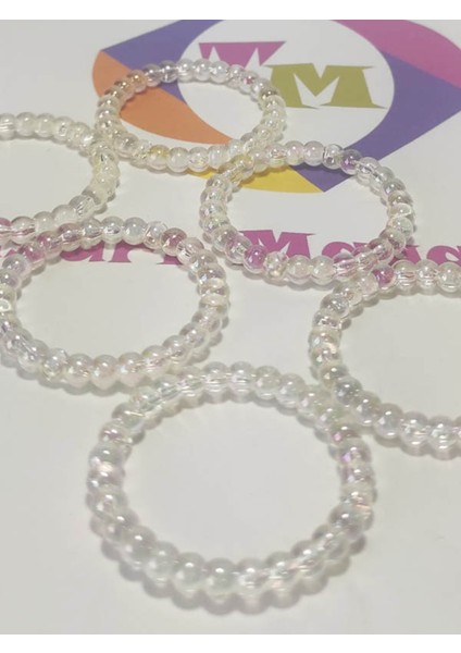 12 Adet Şeffaf Boncuklu Peçete Yüzüğü Halkası - Halka 4 cm