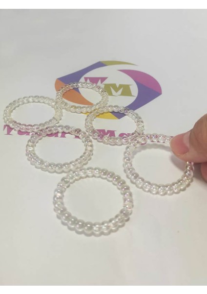 12 Adet Şeffaf Boncuklu Peçete Yüzüğü Halkası - Halka 4 cm fırsatları
