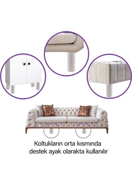 4 Adet Silindir Destek Ayağı 12 cm Beyaz Sert Plastik Gizli Mobilya Kanepe Baza Koltuk Dolap Sehpa Tv Ünitesi Ayağı modelleri