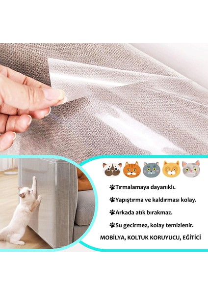 Paw Away  Kedi Tırmalama Koltuk Mobilya Koruyucu Tek Yüz Yapışkanlı 69X100 cm