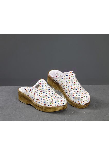 Ahşap Görünümlü Sabo Terlik 607 Beyaz