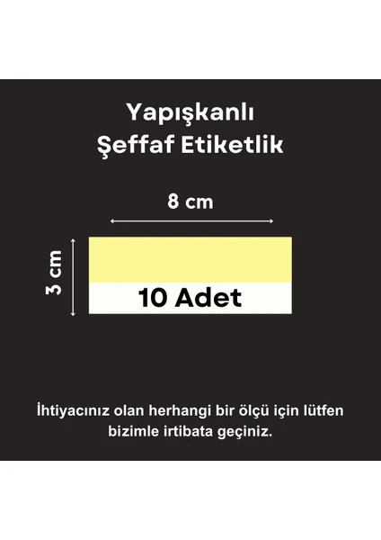 10 Adet Şeffaf Etiket Pvc Yapışkanlı Etiketlik 8x3 cm Raf Etiket Cebi Yapışkanlı Şeffaf Ürün Etiketliği isimlik Ürünlerin Altına Yapıştırmalı Etiketlik