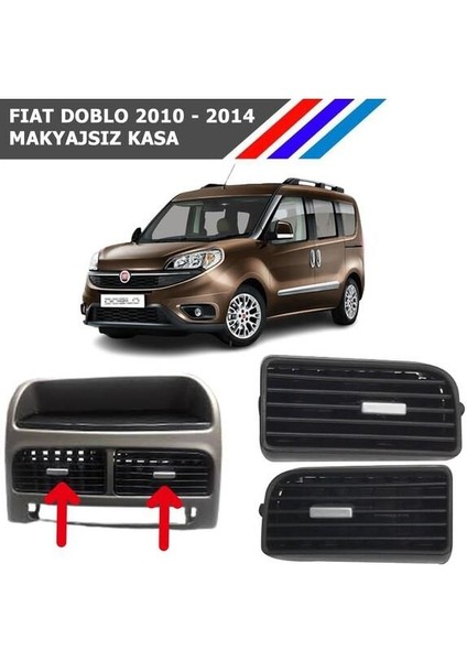 Fiat Doblo Orta Havalandırma Izgarası Sol ve Sağ Takım Gri Düğmeli 2010-2014 M742