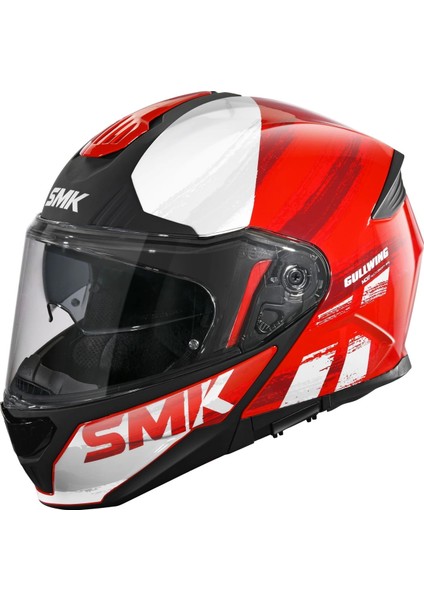 Kask Smk GL363 Gullwing Tourleader Çene Açılır Kırmızı/beyaz