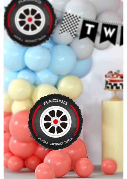 Yarış Araba Lastiği Folyo Balon Tekerlek Yarış Arabaları Konsept 45CM