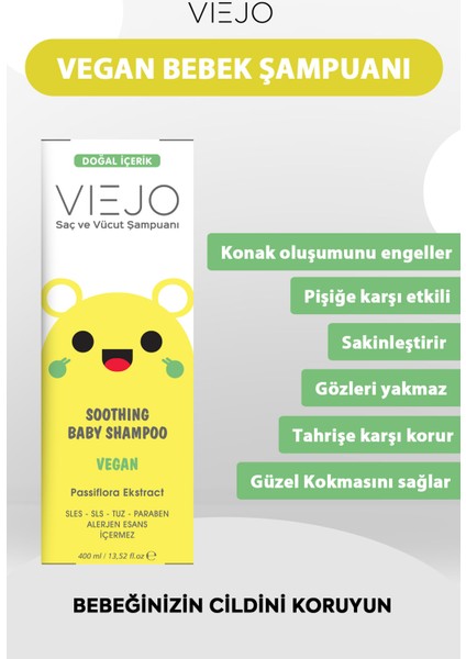 Vegan Bebek Saç ve Vücut Şampuanı 400ML