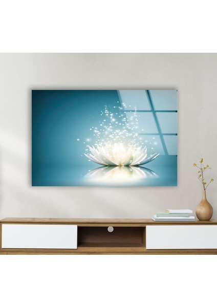 Lotus Çiçeği Temperli Cam Duvar Tablosu