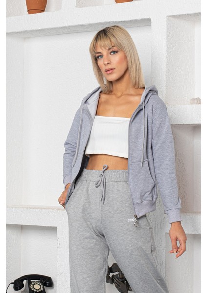 Basic Kalıp Iki Iplik Penye Sweatshirt Gri