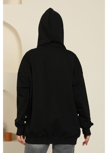 Oversize Model Fermuarlı Sweatshirt Siyah fırsatları