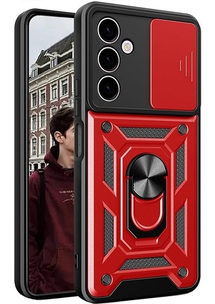 Samsung Galaxy A25 Kılıf Sürgülü Kamera Korumalı Standlı Pars + Ekran Koruyucu