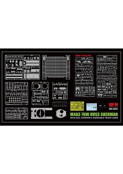 5042 1/35 Ölçek, M4A3 76W HVSS Sherman Tankı, İç Detaylı, Plastik Model kiti
