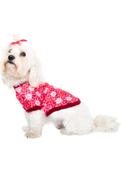 Pembe Pati Desenli Köpek Tişört