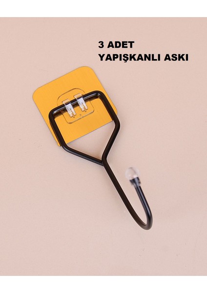 Tekli Yapışkan Askı 3 Adet Banyo Mutfak