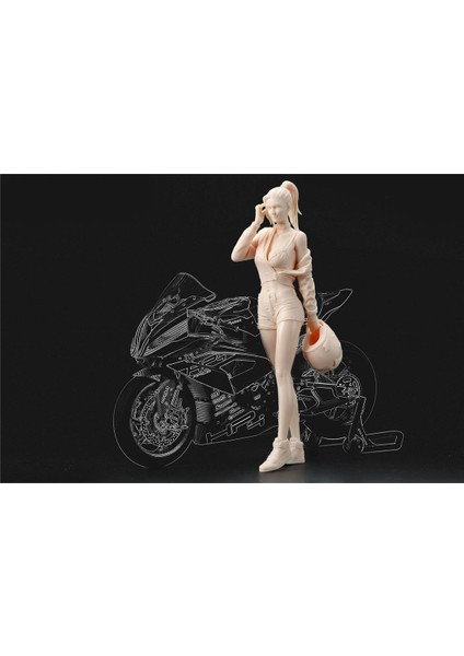 SPS-087 1/9 Ölçek Resın Motorsiklet Yarışcısı Kız Figürü modelleri