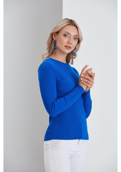 Bisiklet Yaka Ince Fitilli Kazak Sax modelleri