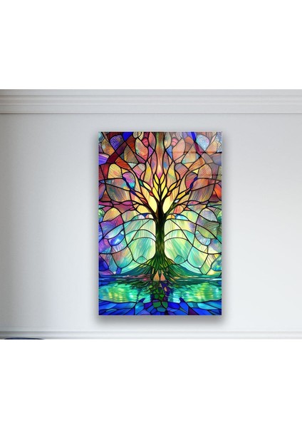 Ağaç Temperli Cam Duvar Tablosu