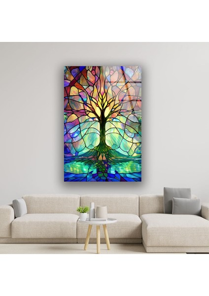 Ağaç Temperli Cam Duvar Tablosu fiyatları