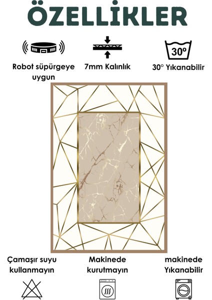 Yıkanabilir Halı Mutfak Kaymaz Dod Taban Leke Tutmaz Ev Halısı Kahverengi