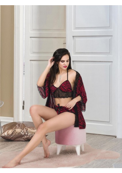 Seksi Pijama Saten 3'lü Pijama Gecelik Alt Üst Takımı, Saten Sabahlık Takımı, Kadın Seksi Giyim fiyatları